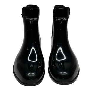Nautica Rain Boots Shayna Chelsea Ankle Booties Black Rubber Casual Sz. 6